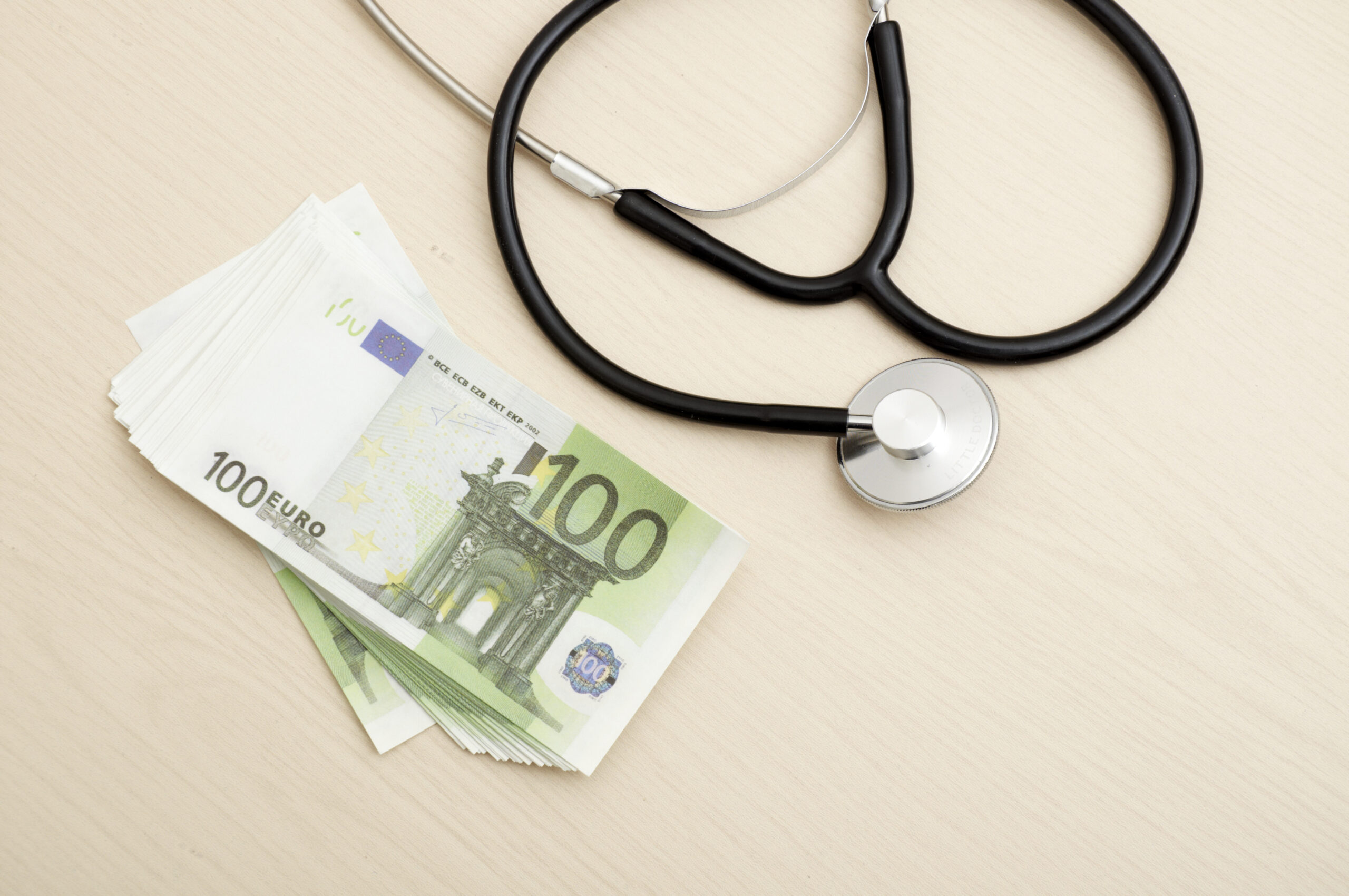Stethoscope and cash (Euro)
