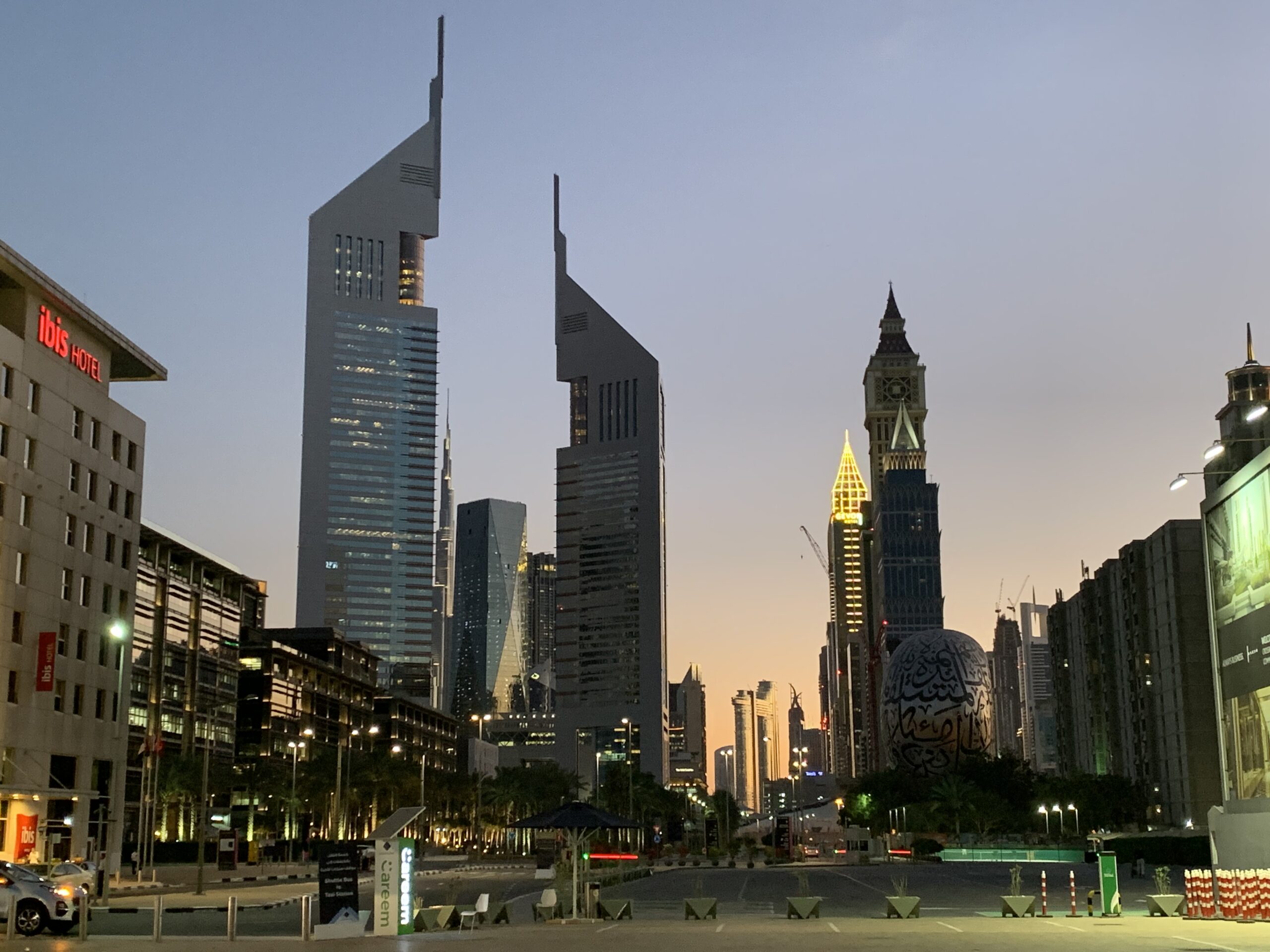 Emirates Towers at dusk