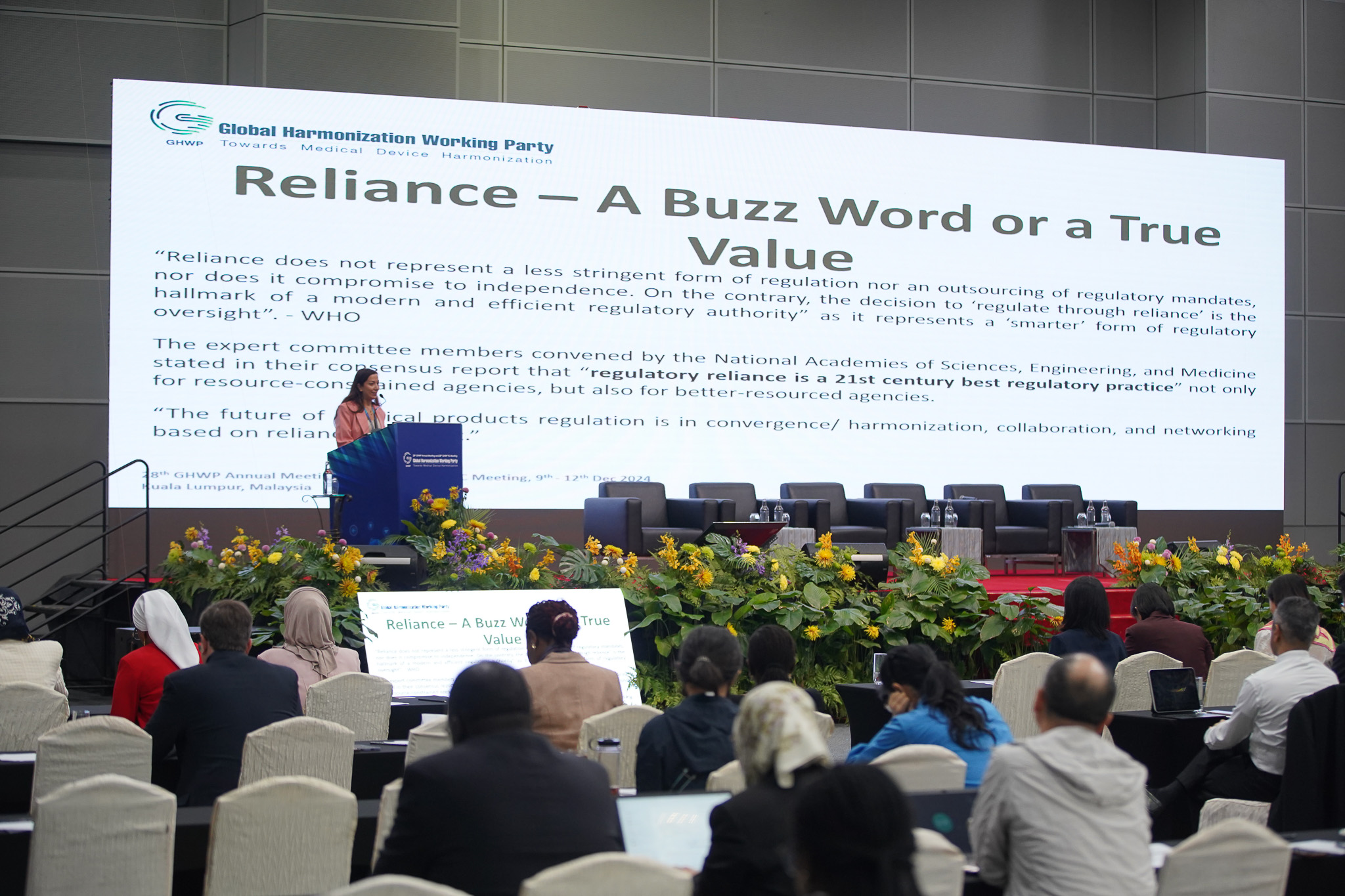 Presentation highlighting Reliance - a Buzz Word or a Value words on a big slide